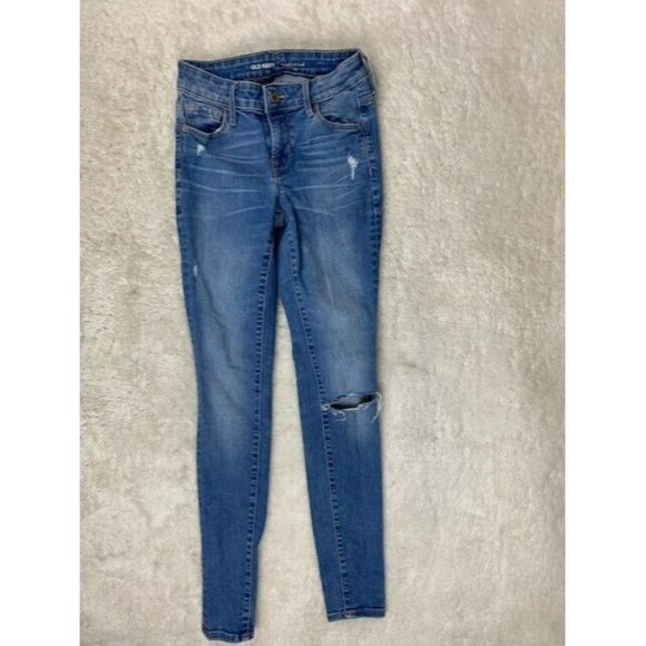 Old Navy Rockstar Size 0 Reg Womens Jeans Mid Rise Stretch Rip Torn Dist… - Picture 1 of 5